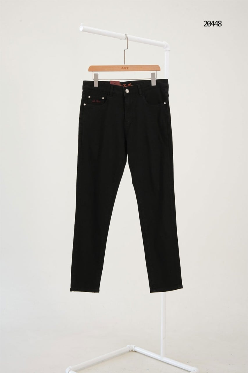 🔆 [Loro Piana] 로로피아나 블랙 레더패치 스틸 로고 팬츠 🔆