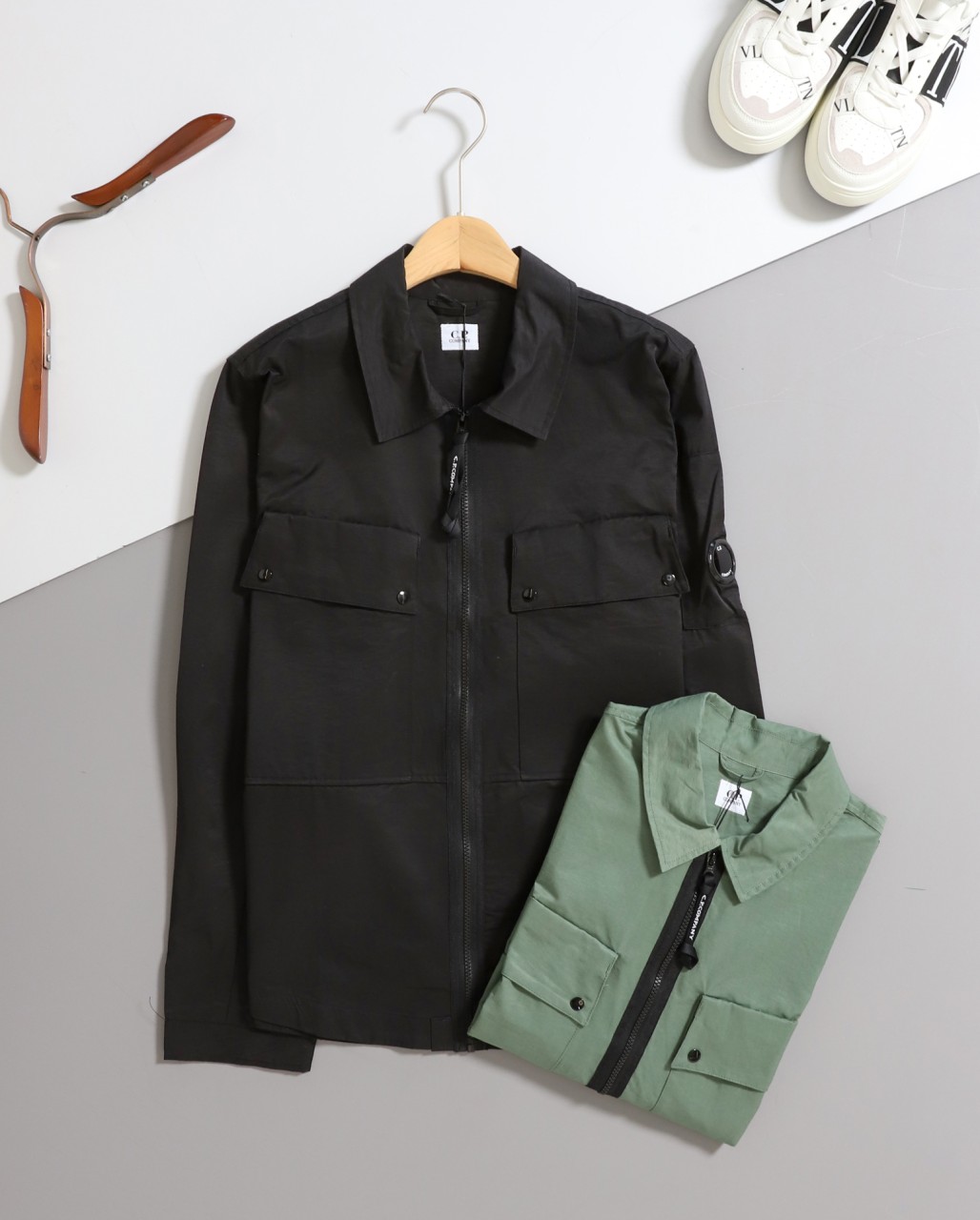 #시피컴퍼니 [ C.P ] 수입 렌즈패치 오버 카라셔츠 집업 입고💢 #남성상의 #집업