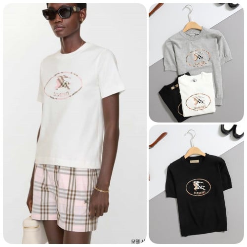 #버버리 [ B*RBERRY ] 수입 체크 나이트 스탬프 코튼 니트 입고💢 #여성상의 #반팔니트