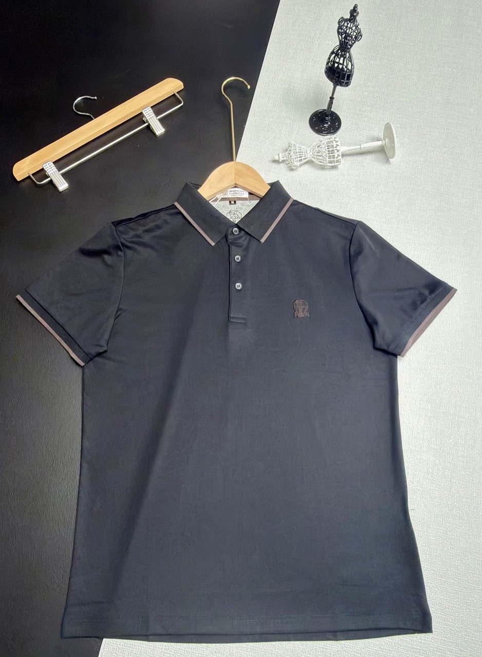 #브루넬로쿠치넬리  (Brunello Cucinelli) 자수 로고 면실크 카라 티셔츠