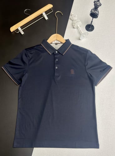 #브루넬로쿠치넬리  (Brunello Cucinelli) 자수 로고 면실크 카라 티셔츠