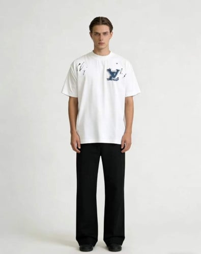 💕 루* 데님 자수 로고 티셔츠