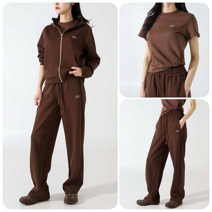 여성 아콜레이드 풀집업후디 & 반팔 팬츠 SET 브라운 AL-139