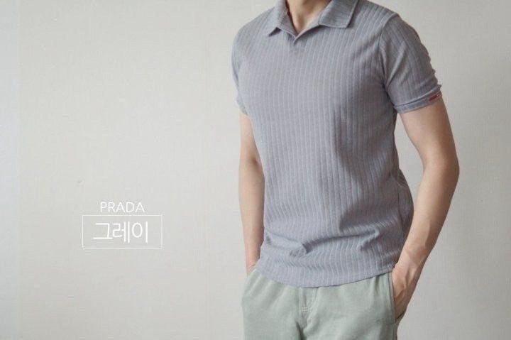 💕 프** 레드라인 노버튼 카라 니트 반팔