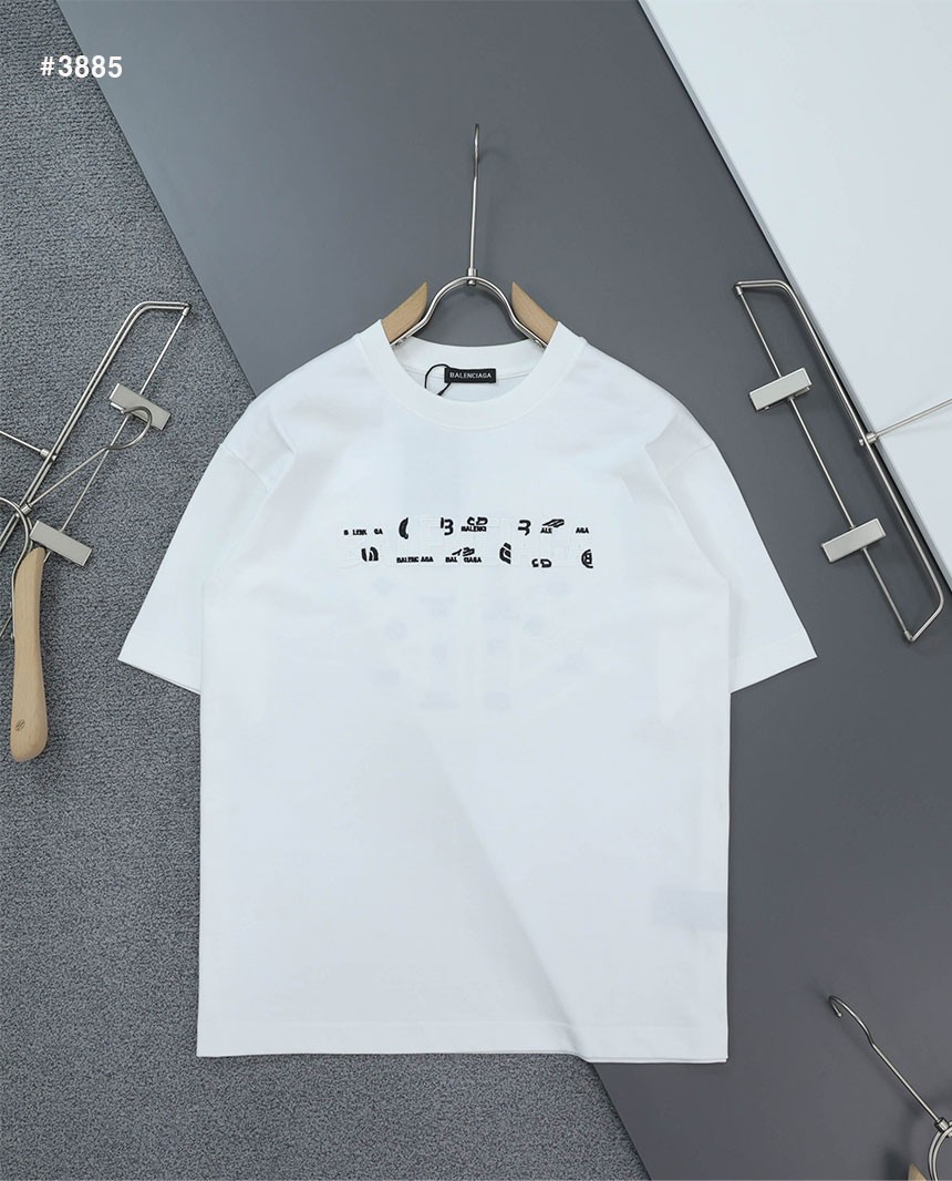 🍀 [BALENCIAGA] 발렌시아가 빈티지 웨이브자수 로고 라운드 반팔 티셔츠 🍀