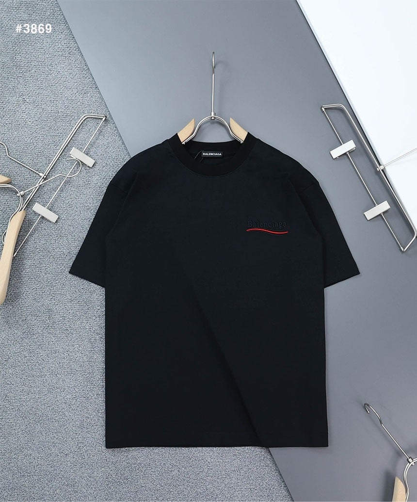🍀 [BALENCIAGA] 발렌시아가 빈티지 웨이브자수 로고 라운드 반팔 티셔츠 🍀