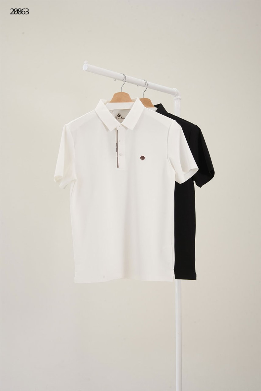 🔆 [LORO PIANA] 로로피아나 실리콘 패치 포인트 피케 쿨링 카라 반팔 티셔츠 🔆