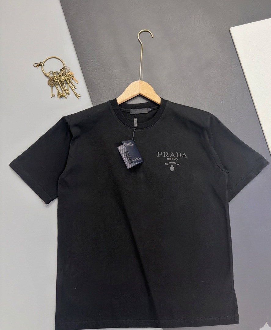 [PRADA] 프라다 톤온톤 엠보 로고 코튼 반팔 티셔츠